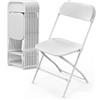 Bonnlo Set 6 Sedie Pieghevoli con Struttura in Metallo e Plastica Portata 158kg, Seduta Salvaspazio Richiudibile con Piedini, da Cucina, Soggiorno e Conferenza, 44.5 x 44.5 x 80cm, Bianco