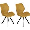 JIEXI Set di 2 sedie da pranzo moderne con gambe in metallo stabili, sedie imbottite in tessuto, per sala da pranzo, salotto, reception, colore: giallo
