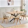 GrandCA HOME Set Tavolo e Sedie da Pranzo, Tavolo da Pranzo Rettangolare da 140 cm, 4 Sedie in Polipropilene a Rete, Adatto per Cucina, Sala da Pranzo e Soggiorno - Legno Chiaro + Kaki