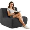 COSTWAY Divano Singolo da Pavimento, Poltrona da Divano con Morbido Velluto e Supporto Ergonomico, Poltrona Sacco da Lettura per Soggiorno, Camera da Letto (Grigio)
