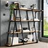 SUKY Scaffalatura geometrica in metallo, con 25 mm, spessa, design triangolare, per soggiorno, cucina e studio, libreria, nero e marrone, 158 x 35 x 166 cm