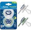 Dr. Brown's Advantage - Ciuccio fosforescente, completamente simmetrico, con lampadina in silicone morbido, 0-6 m, senza BPA, confezione da 2