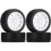 KEEDA 4 pneumatici RC da 66 mm e cerchi in plastica per Tamiya TT01 TT02 HSP HPI Kyosho 1:10 RC On Road auto da corsa auto da rally (10 raggi, bianco)