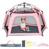 Funsland Tenda per Bambini, Tenda Gioco Bambini Cameretta Giardino Interno Esterno Castello Pop Up Casetta, Capanna Campeggio Ragazzo E Ragazza Regalo Natale Compleanno Kids Play Tent, Rosa