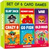 QUOKKA Card Games for Kids Ages 4-8, 6 pz, Crazy 8, Go Fish, Old Maid, War, Slap Jack, Memory Match - Fun Family Games Playing Cards for Kids, Easy to Learn, Educational & Travel-Friendly Gift