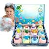 Generisch Uso quotidiano con giocattoli: 12 bombe di sapone colorate schiumose, da bagno delicati per bambini, cesti a divertenti, palline idratanti e frizzanti, utensile da bagno