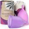 Ecoblossom Coppette mestruali riutilizzabili a prova di perdite - Silicone di grado medicale, sostenibile, ecologico. Confezione da 2 coppette mestruali piccole, capacità 22 ml