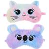 YUXIANLB 2 Mascherine Per Dormire In Peluche Per Bambini E Donne, Colorate, Morbide, Con Animali Carini, Blocca La Luce, Fascia Elastica Regolabile, Idea Regalo