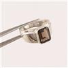 Artik Jewels Naturale Fumoso Quarzo Con 14K Placcato Oro Bianco Anello Argento per Uomo #1450