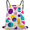 Generic 80S 90S Fashion Style Geometric Colorful Art Borsa Coulisse Sacca Sportiva Pieghevole Regolabile per Escursionismo Campeggio Donna Borsa Palestra 36X42Cm