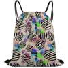 Generic Rainbow Animal Zebras Tiger Cheetah Leopard Print Splatter Borsa con Cordoncino Gym Sack Stringa Pieghevole per Nuoto Escursionismo Vita Quotidiana Borsa Palestra 36X42Cm
