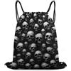 Generic Black Skull Head Borsa Coulisse Zaini Sportivi Regolabile Pieghevole per Vita Quotidiana Uomo Nuoto Borsa Palestra 36X42Cm