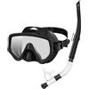Generisch per immersioni e snorkeling, set con boccaglio in silicone, maschera panoramica grandangolare con morbida flangia per il viso, per adulti e attività sportive acquatiche