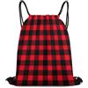 Generic Red Black Buffalo Check Plaid Pattern Borsa Coulisse Sacca con Cordoncino Stringa Moda per Uomo Donna All'Aperto Borsa con Cordoncino 36X42Cm