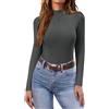 Ekouaer Maglia Termica Donna Intimo Termico Maglietta Manica Lunga Invernale Collo Alto Base Layer Basic Top, Grigio Scuro, L