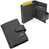 JAGUAR Porta Carte di Credito Uomo in Pelle Dotato di Protezione RFID e Logo Distintivo, Portacarte Uomo Portadocumenti Leggero e Comodo, Idea Regalo per Compleanno (Nero)