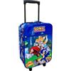 CARTOON Trolley da viaggio in tessuto Sonic riccio supersonico blu per bambini valigia 52 x 33 x 17 cm con due ruote e manico allungabile