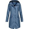 Generisch Cappotto da donna Cappotto impermeabile con cappuccio giacca lunga per le donne cappotto S donna rosso, Blu scuro, XS