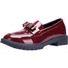 Generic Mocassini da donna alla moda casual versatili in pelle verniciata lucida nappa primavera ed estate, Rosso, 37 EU