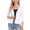 Sykooria Bolero Donna Elegante con Scollo a V Maniche a 3/4 Top Estivo Lungo Giacca Donna