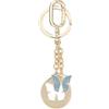Furla Portachiavi con Ciondolo Farfalla in Cristallo, Azzurro Carta da Zucchero, 3 x 10 cm, Metallo e Resina