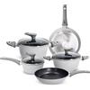 Tognana Grey, Batteria di pentole e padelle 8 pezzi, alluminio forgiato, grigio