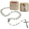 DRW Rosario metallo Madonna di Lourdes con scatola metallica 3x1x50 cm