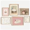 Baccone Decorazione artistica da parete rosa per cameretta dei bambini, stampa floreale vintage, poster con fiori rosa antico, immagini con cigni per camera da letto, 30 x 40 x 15 cm, senza cornice