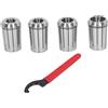 Sunxtzyl Set di 4 pinze a molla in acciaio OZ25 per tornio, fresatrice e trapano CNC, design a fessura a tutta lunghezza con chiave, diametri 16, 18, 20 e 25 mm per lavorazioni ad alta