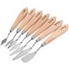 GALPADA Set 7 Pezzi Spatole per Pittura ad Olio e Acquerello Lame in Acciaio Inossidabile e Manico in Legno per Miscelazione Colori e Pittura su Tela