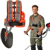 NUTKIT Cintura Decespugliatore Universale, Doppia Tracolla per Tagliaerba Professionale, Trimmer Cinturino Doppia Spalla, Rifinitore Cintura in Nylon, per Uomo e Donna - Arancia Grigio