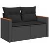 vidaXL Divano da Giardino con Cuscini a 2 Posti Nero in Polyrattan