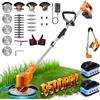 Grenintol Decespugliatore a Batteria 21V con 2 Batterie,Tagliabordi Regolabile 90°,Decespugliatore Elettrico,Rasaerba Portatile con 4 Tipi di Lame per Giardino, Prato, Cortile ed Erbacce