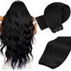 MAXITA Extension di capelli veri da cucire, 61 cm, 120 g | Extension di capelli naturali neri Remy, setosi e morbidi, a doppia trama, lisci e sicuri, riutilizzabili