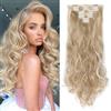 TESS Extension Capelli Clip 60 cm, Extension con Clip Ondulato Biondo Miele/Biondo 18 Clips 8 PCS Extension Clip Capelli 140g Capelli Finti