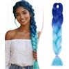 SEGO Capelli Finti per Treccine Extension Africane Trecce Afro Sintetiche 60cm Braids Hair 100g 1 Bundle Treccia Crochet - Blu Scuro/Blu Chiaro