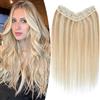 TESS Extension Capelli Veri Clip Biondo Balayage 35cm, Modulo U aggiornato Extension Clip Capelli Veri Fascia Unica 5 Clips 55g #18P613 Biondo oro/Blonde per Donna