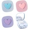 PYRUVAE 3 Pezzi Amore Custodia Per Lenti A Contatto Igienica Portatile Set Da Viaggio Con Pinzette Bottiglia Di Estrusione Ventose E Specchio Adatta Per Uscite Quotidiane (3 Colori)