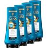 Gliss Kur Gliss, balsamo Aqua Revive (4 x 200 ml), balsamo per capelli con complesso ialuronico e alghe marine per capelli da normali a secchi dona una porzione extra di umidità e lucentezza sana