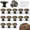 Horktrust Pomelli per mobili vintage oro, rotondi, 30 mm, in ottone anticato, per armadio, comò e cassetto, pomelli per porta cucina e mobili, viti incluse (15 pezzi)