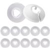 Karjiaja 12 rosette per termosifone, in plastica, colore bianco, copertura per tubi, per tubi di riscaldamento, copertura, manicotto tubo, riscaldamento, 16 mm