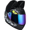 QJWMatic Casco da moto con orecchie di gatto, caschi integrali con visiera, caschi da motocross, omologati ECE per uomini e donne adulti, quattro stagioni C,S50-53CM
