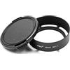 vhbw Paraluce compatibile con Panasonic Lumix G 20mm f/1.7 ASPH obiettivo, grandangolo + tappo dell'obiettivo nero, plastica/metallo, rotondo