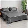 LINENWALAS Set di lenzuola per letto king size in bambù, 300 fili, in rasatello rinfrescante, 1 con angoli, 1 lenzuolo piano, 2 federe (King, grigio chiaro)