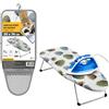 AkitaInk Asse da Stiro da Tavolo TABLE TOP 74x30 cm, Asse da Stiro Compatto in Acciaio con Gancio, Copertura in Cotone Fantasia