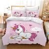 AVJWWD Set di Biancheria da Letto per Bambini, in Microfibra, con Motivo a Unicorno, con Stampa 3D, 3 Pezzi, con Chiusura a Strappo, Morbido per Ragazze (B, 135x200cm)