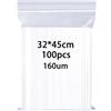 huruirui Bustine Trasparenti Richiudibili Grande 32x45cm Sacchetti Trasparenti 100pcs160μm Addensare Buste Plastica Richiudibili Sacchetti Ermetica Applicano Deposito di Abbigliamento