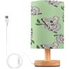 Sevdomey Simpatica lampada da comodino a forma di koala, con porta USB, nessuna lampadina necessaria, luce LED calda per camera da letto, soggiorno, ufficio, lampada da comodino per lettura, studio,