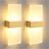 DAGORD 2 Pezzi Applique da Parete Interno LED in Legno 3000K Luce Calda 12W