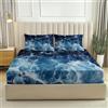 Generico Set Lenzuola matrimoniale 3 Pezzi 180x200x30 cm e 2 Federe 50x80 cm - Realismo Acqua Di Mare Schiuma Completo Letto in Morbida Microfibra per bambini adulti, Marina